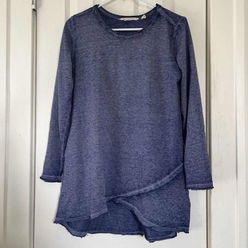 Soft Surroundings Purple Blue Crisscross Asymmetrical Hem Pullover Tunic Small S